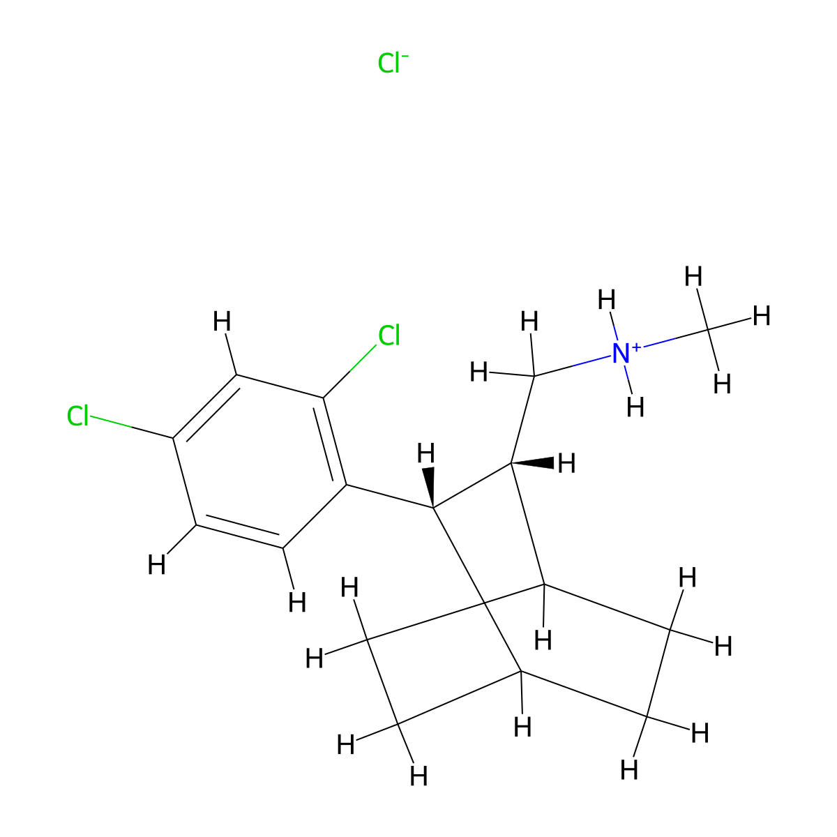 Bicyclo(2.2.2)octane-2-methylamine, 3-(2,4-dichlorophenyl)-N-methyl-, hydrochloride, (Z)- molecular structure, CAS 62374-10-1