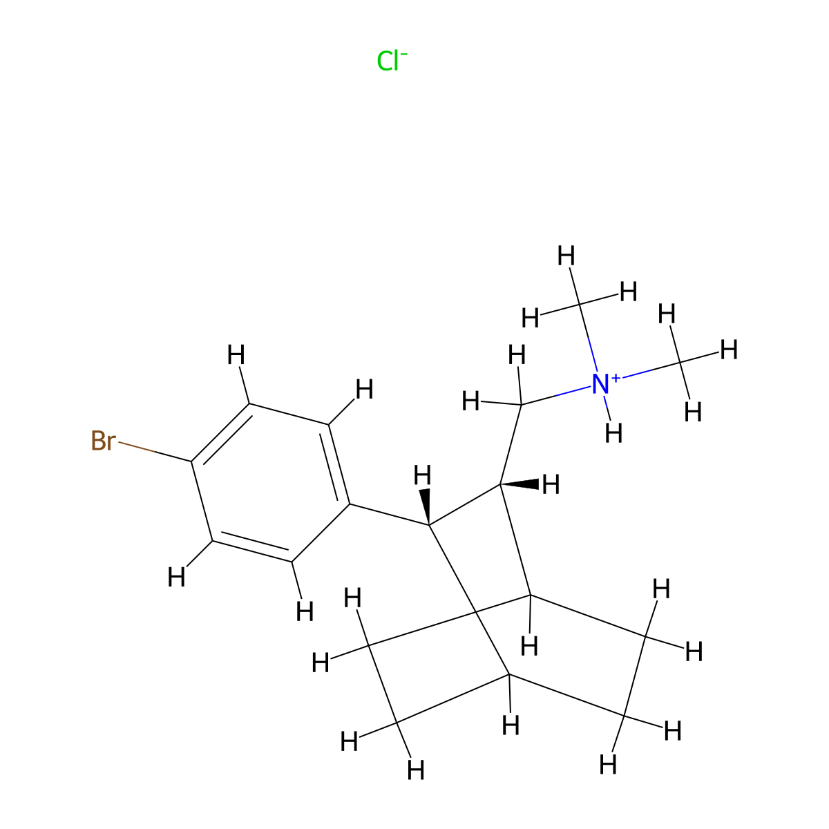 Bicyclo(2.2.2)octane-2-methylamine, 3-(p-bromophenyl)-N,N-dimethyl-, hydrochloride, (Z)- molecular structure, CAS 62374-11-2