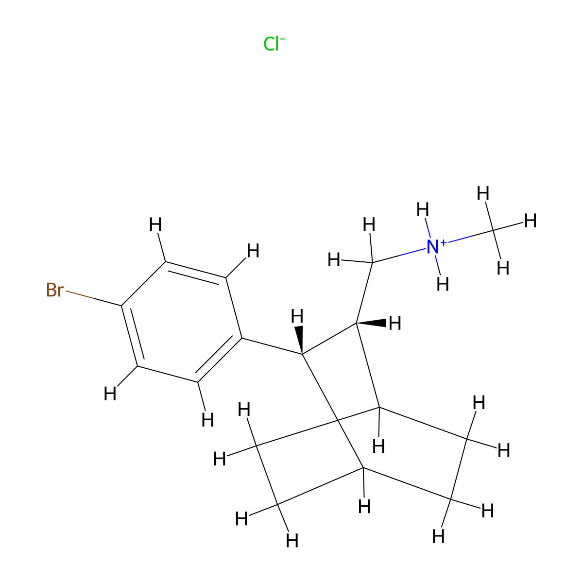 Bicyclo(2.2.2)octane-2-methylamine, 3-(p-bromophenyl)-N-methyl-, hydrochloride, (Z)- molecular structure, CAS 62374-12-3