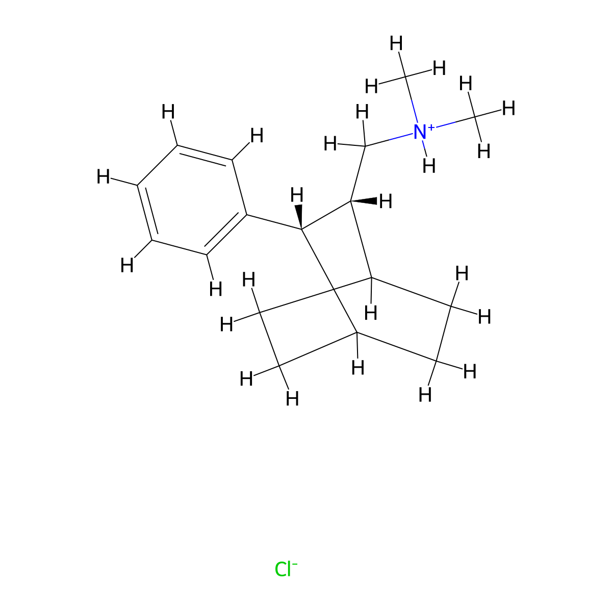Bicyclo(2.2.2)octane-2-methylamine, N,N-dimethyl-3-phenyl-, hydrochloride, (Z)- molecular structure, CAS 62374-18-9