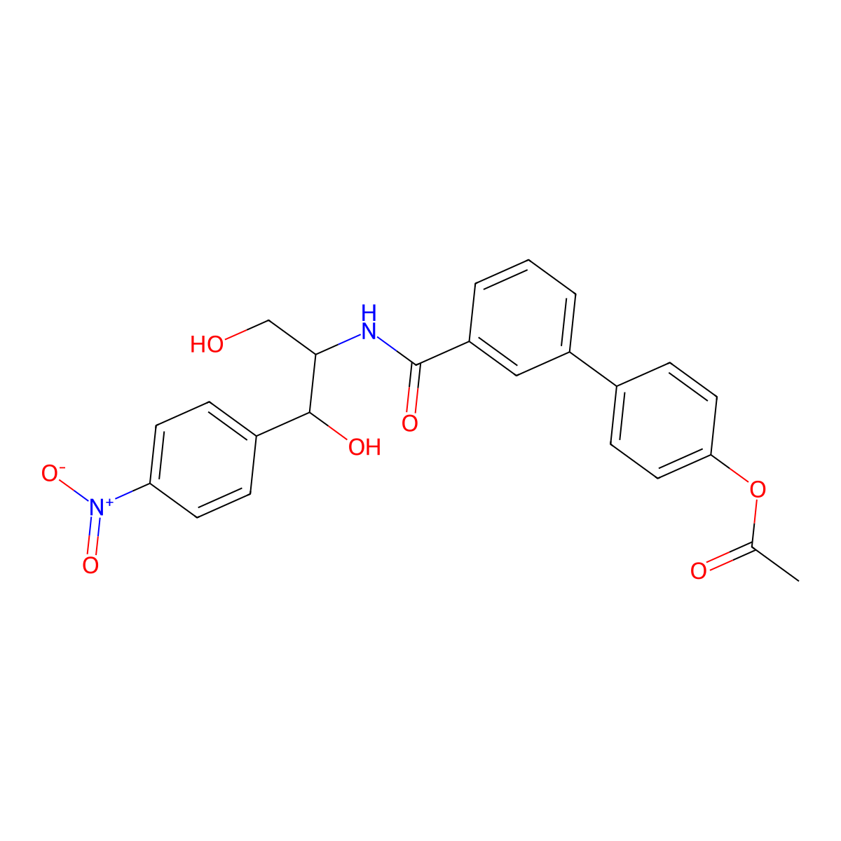 [4-[3-[[1,3-Dihydroxy-1-(4-nitrophenyl)propan-2-yl]carbamoyl]phenyl]phenyl] acetate molecular structure, CAS 6238-03-5