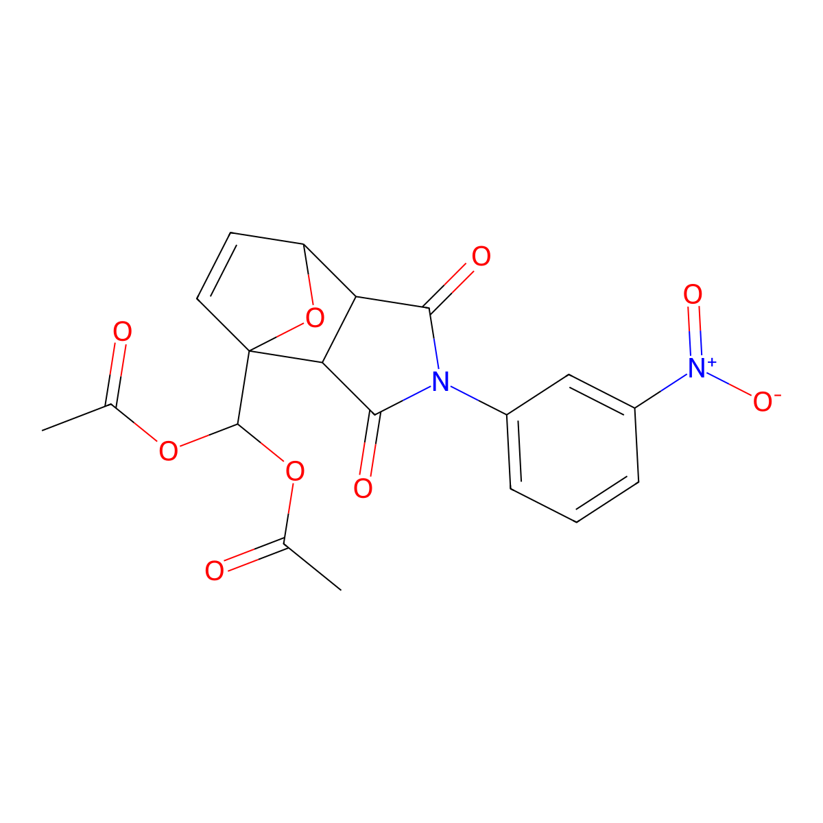 [2-(3-Nitrophenyl)-1,3-dioxo-1,2,3,3A,7,7A-hexahydro-4H-4,7-epoxyisoindol-4-YL]methylene diacetate molecular structure, CAS 6238-10-4
