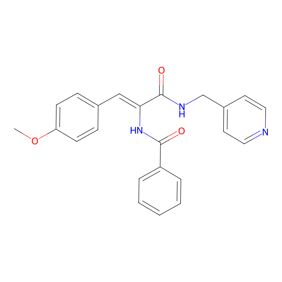 N-[(Z)-2-(4-Methoxyphenyl)-1-(pyridin-4-ylmethylcarbamoyl)ethenyl]benzamide molecular structure, CAS 6238-11-5