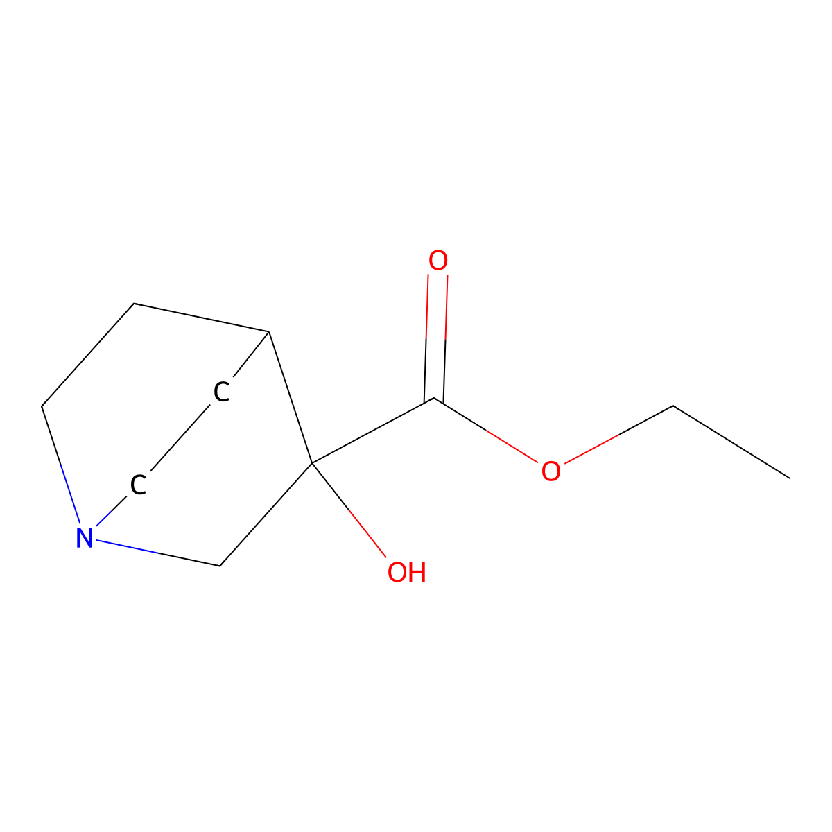 Ethyl 3-hydroxy-1-azabicyclo[2.2.2]octane-3-carboxylate molecular structure, CAS 6238-31-9