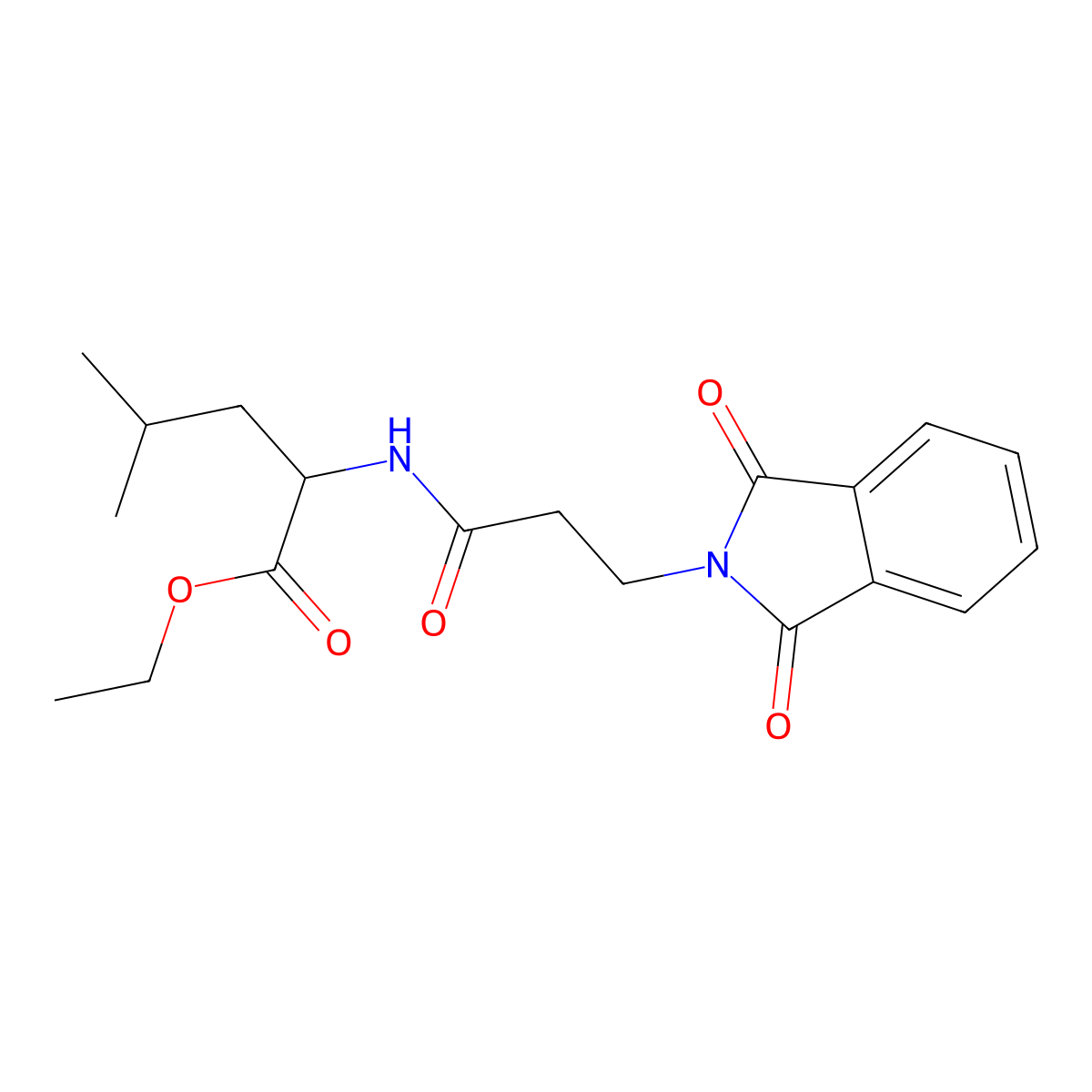 Ethyl N-[3-(1,3-dioxo-1,3-dihydro-2H-isoindol-2-yl)propanoyl]leucinate molecular structure, CAS 6238-39-7