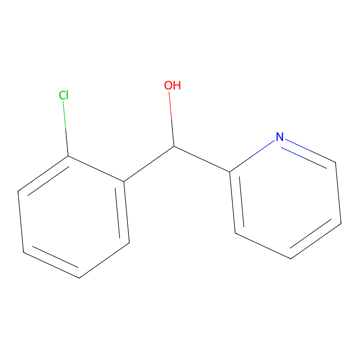 (2-Chlorophenyl)(pyridin-2-yl)methanol molecular structure, CAS 6238-67-1