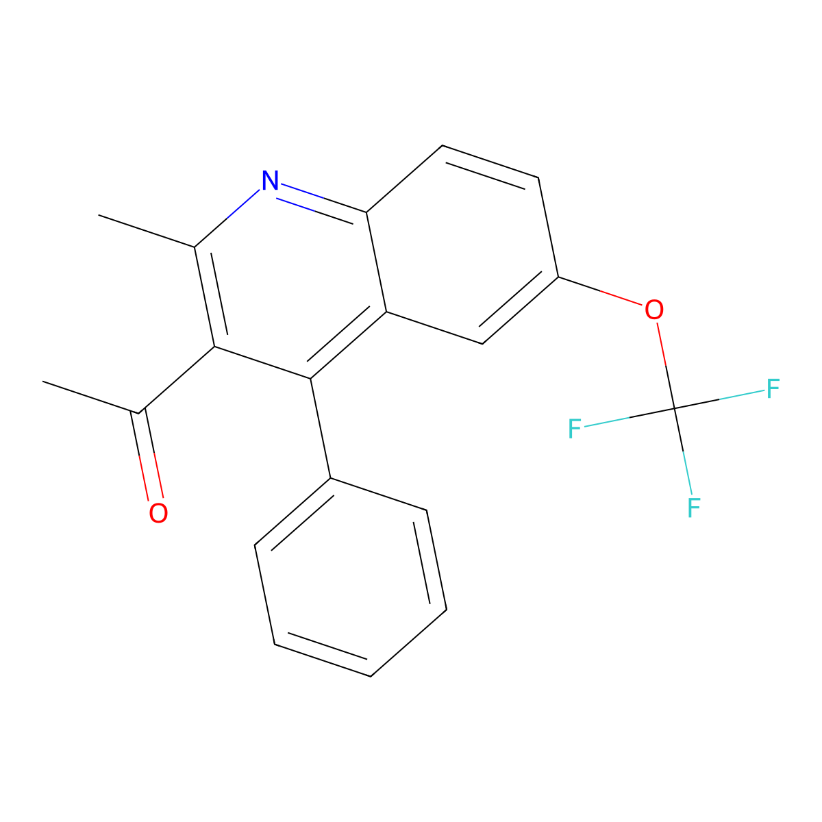 1-[2-Methyl-4-phenyl-6-(trifluoromethoxy)quinolin-3-yl]ethanone molecular structure, CAS 6238-80-8