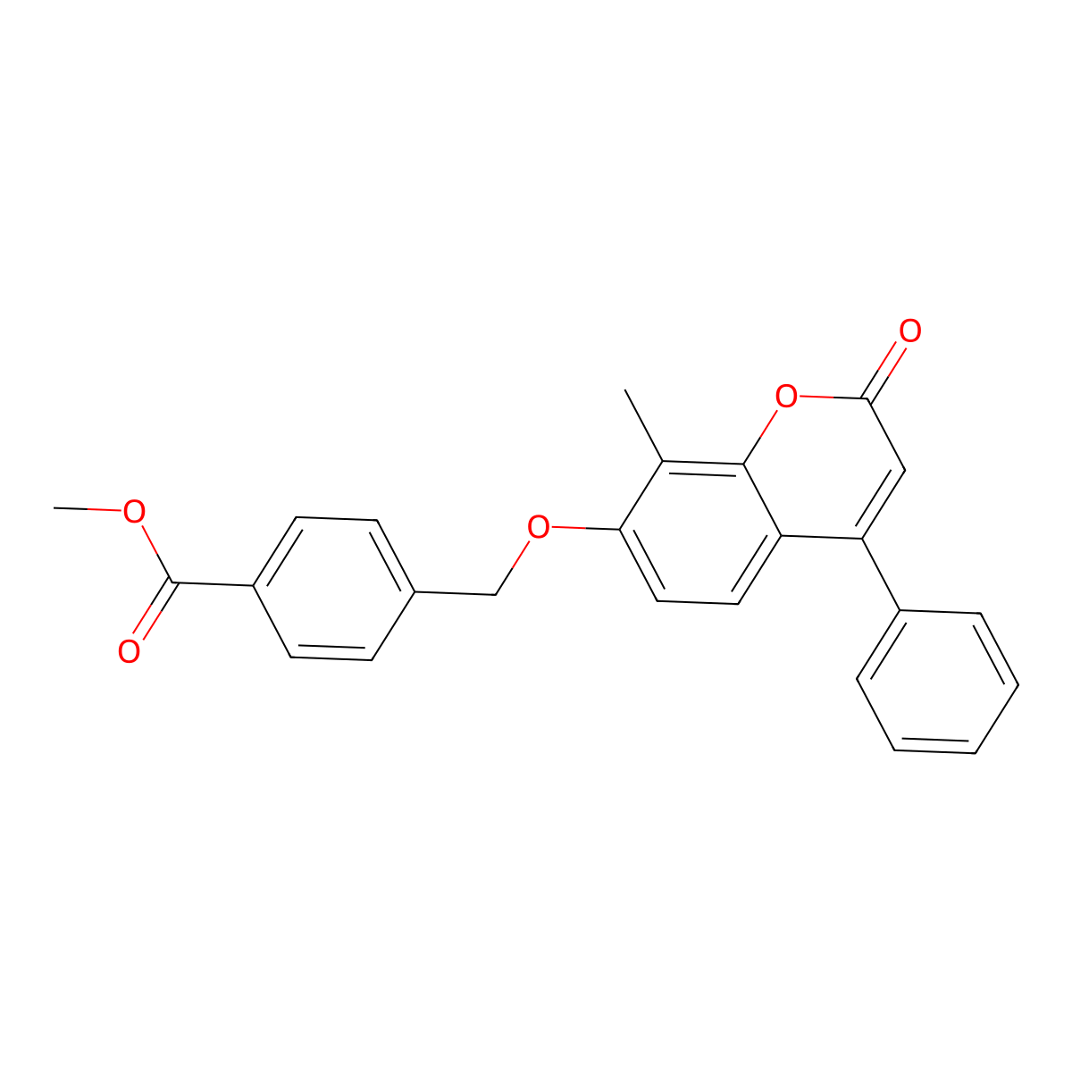 Methyl 4-[(8-methyl-2-oxo-4-phenylchromen-7-yl)oxymethyl]benzoate molecular structure, CAS 6238-88-6