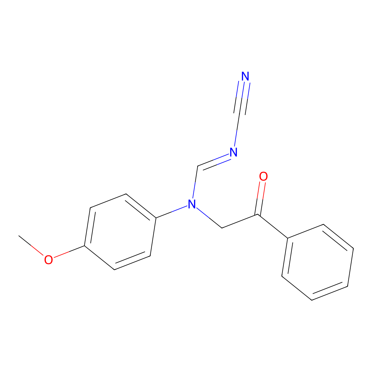 Cyanamide, [[(4-methoxyphenyl)(2-oxo-2-phenylethyl)amino]methylene]- molecular structure, CAS 62382-59-6