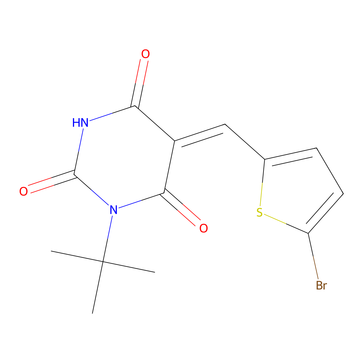 5-[(5-Bromothiophen-2-yl)methylidene]-1-tert-butyl-1,3-diazinane-2,4,6-trione molecular structure, CAS 6239-39-0