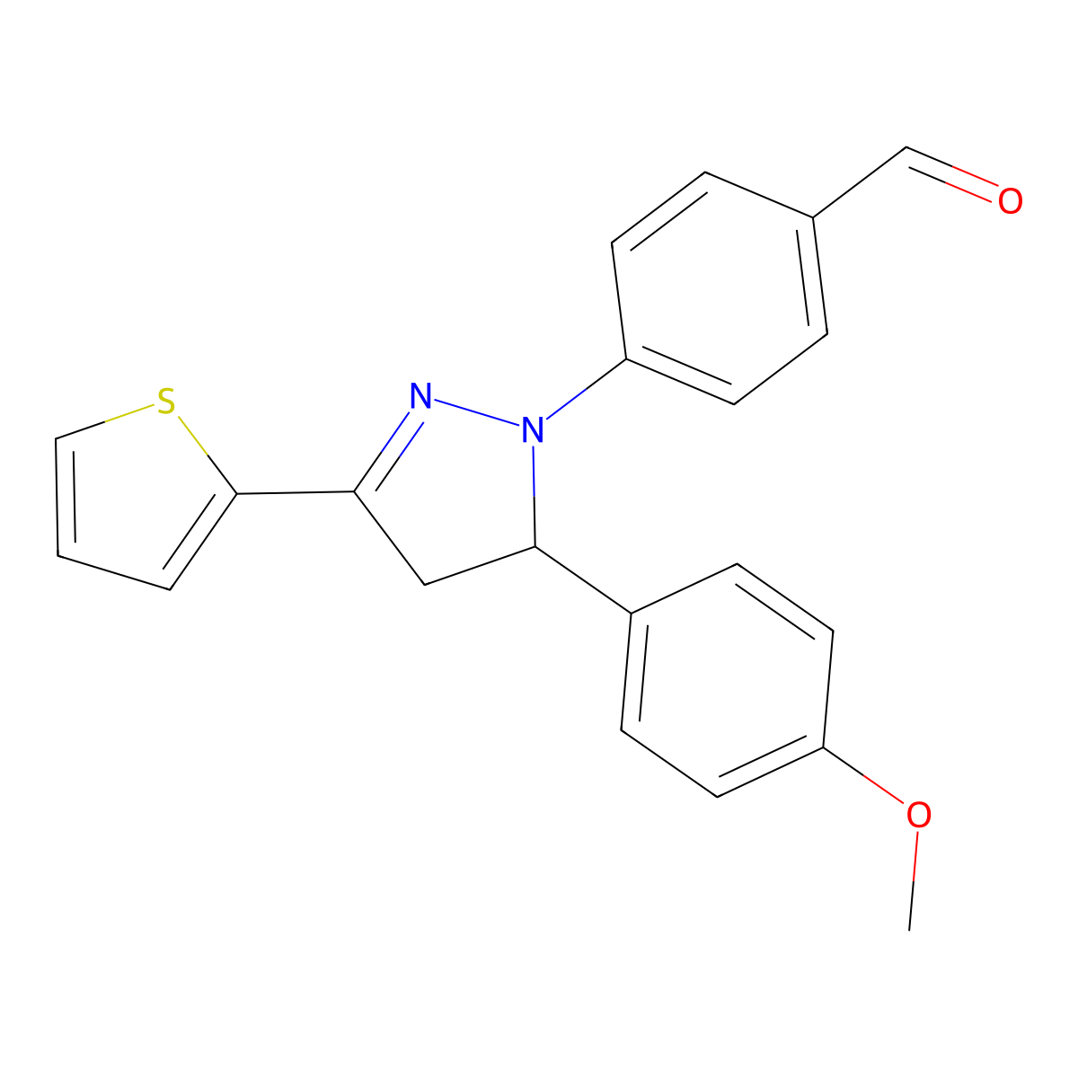 4-[5-(4-methoxyphenyl)-3-(2-thienyl)-4,5-dihydro-1H-pyrazol-1-yl]benzaldehyde molecular structure, CAS 6239-41-4