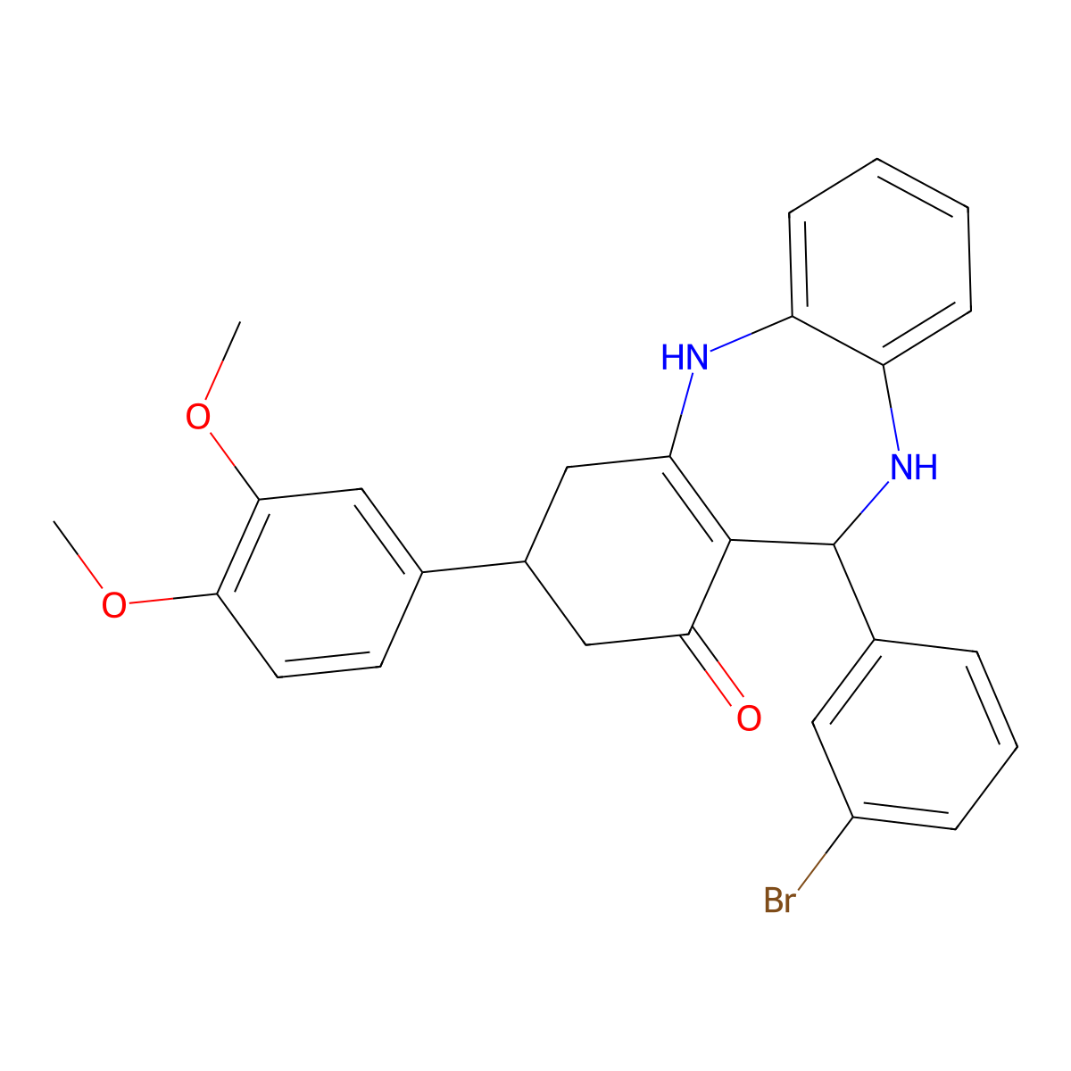11-(3-bromophenyl)-3-(3,4-dimethoxyphenyl)-2,3,4,5,10,11-hexahydro-1H-dibenzo[b,e][1,4]diazepin-1-one molecular structure, CAS 6239-53-8