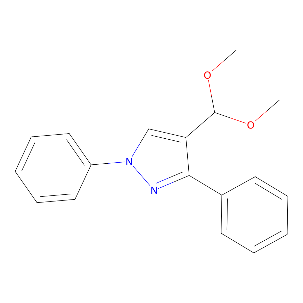 4-(dimethoxymethyl)-1,3-diphenyl-1H-pyrazole molecular structure, CAS 6239-93-6