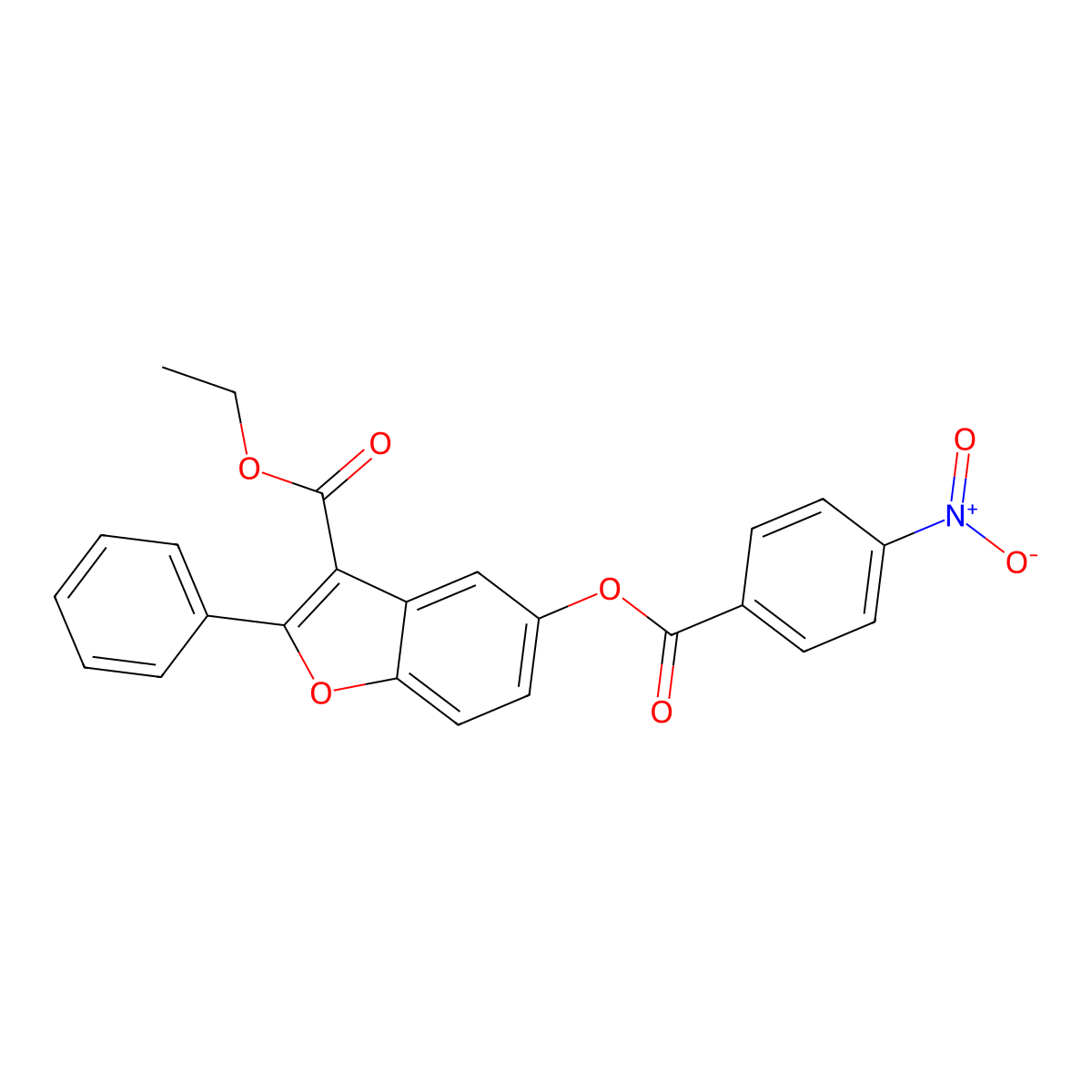 Ethyl 5-[(4-nitrobenzoyl)oxy]-2-phenyl-1-benzofuran-3-carboxylate molecular structure, CAS 6239-99-2