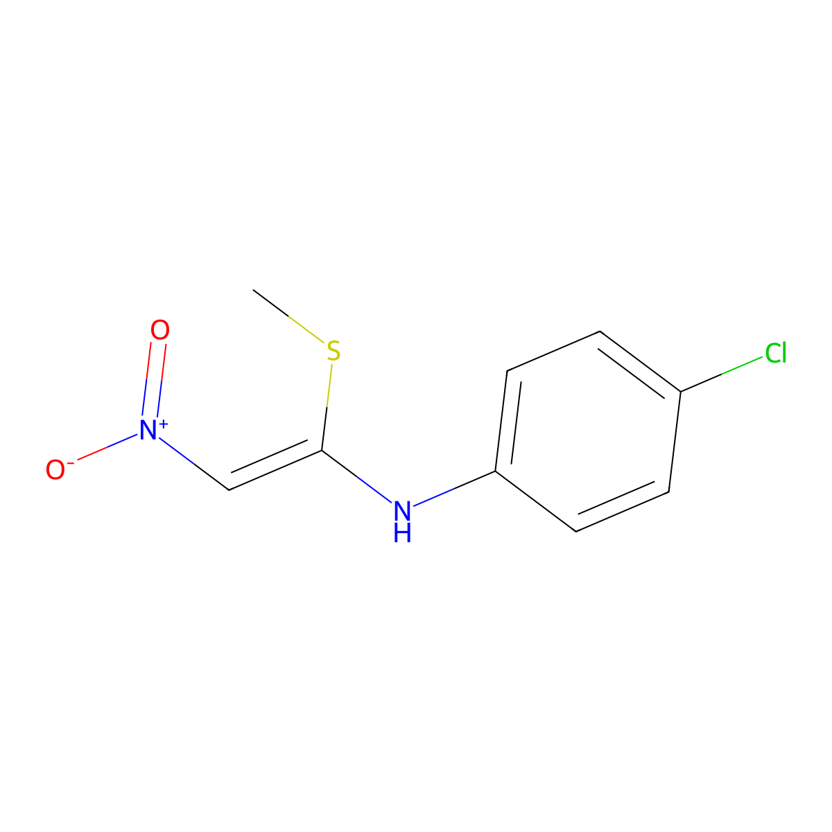 4-Chloro-N-[1-(methylthio)-2-nitroethenyl]benzenamine molecular structure, CAS 62390-81-2
