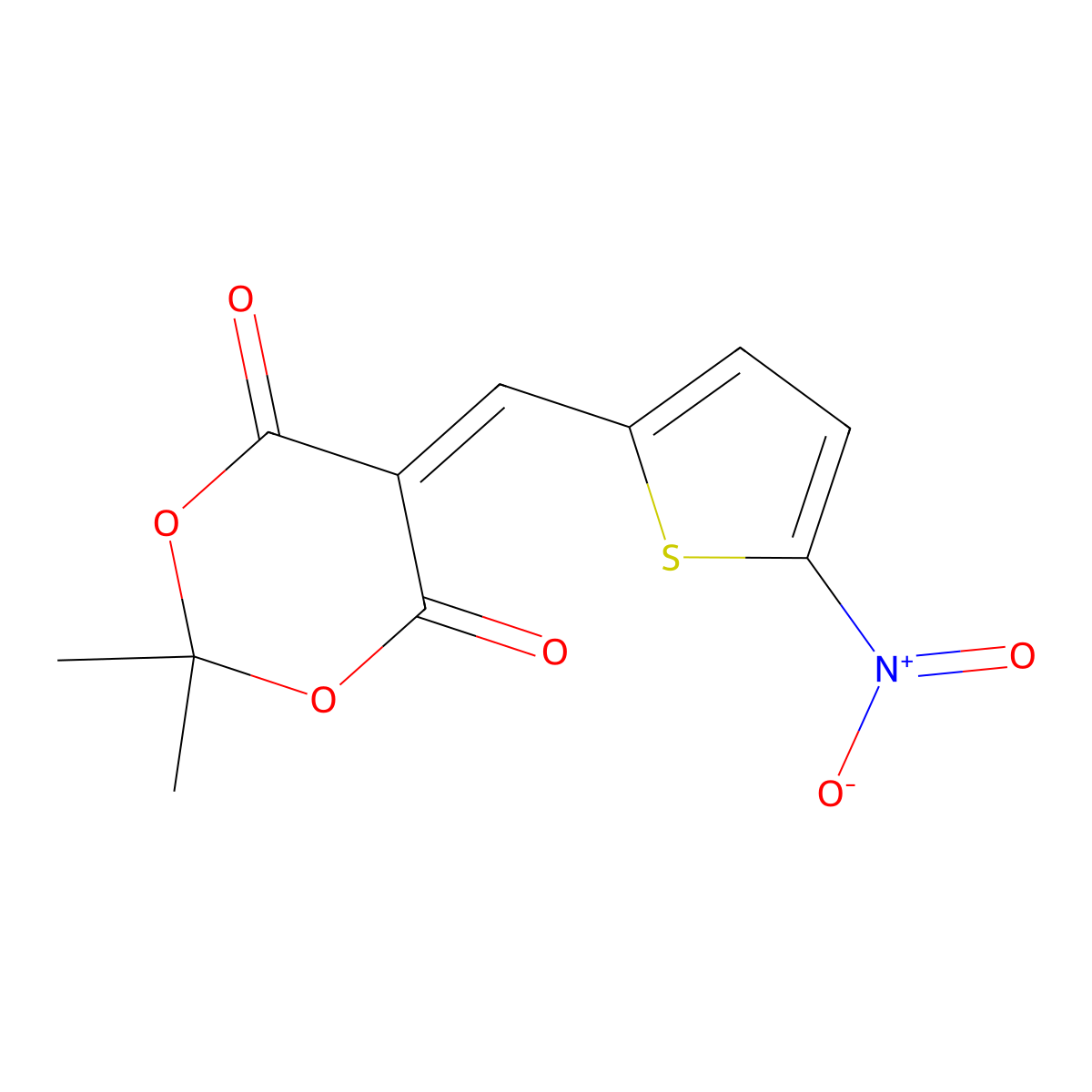 2,2-Dimethyl-5-[(5-nitrothiophen-2-yl)methylidene]-1,3-dioxane-4,6-dione molecular structure, CAS 62390-99-2
