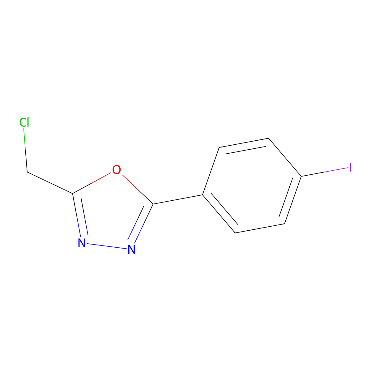 2-(Chloromethyl)-5-(4-iodophenyl)-1,3,4-oxadiazole molecular structure, CAS 623907-47-1