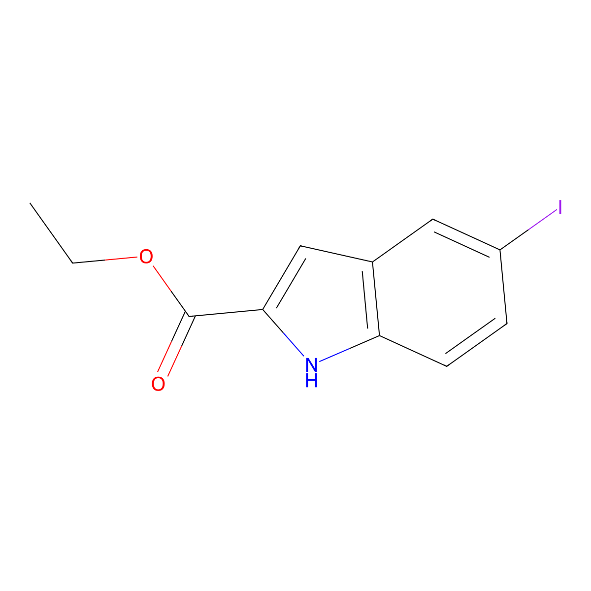 Ethyl 5-iodo-1H-indole-2-carboxylate molecular structure, CAS 623918-49-0