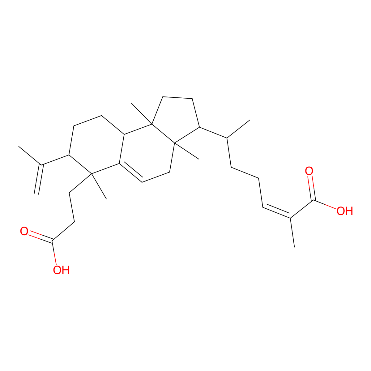 (24Z)-3,4-Secolanosta-4(28),9(11),24-triene-3,26-dioic acid molecular structure, CAS 62393-88-8