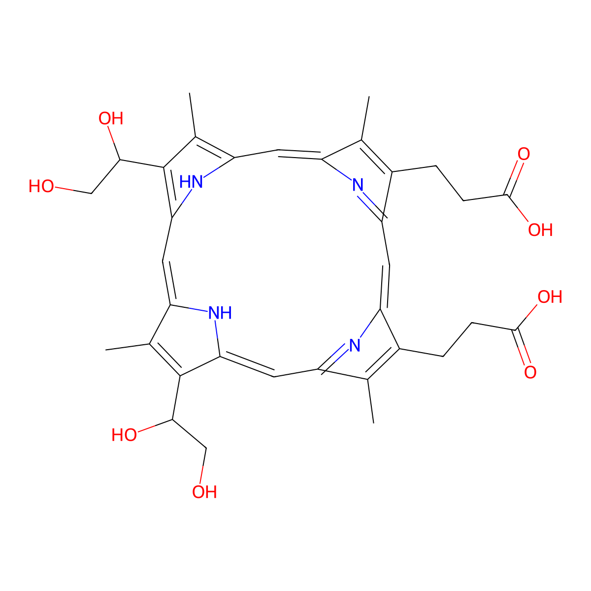 Deuteroporphyrin IX 2,4 bis ethylene glycol molecular structure, CAS 623946-72-5
