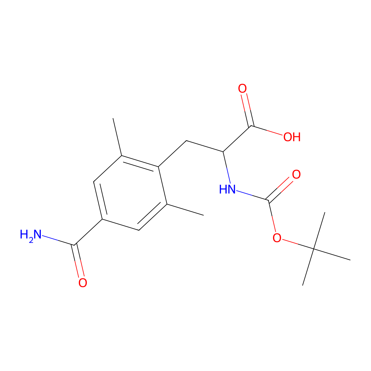 N-(tert-Butoxycarbonyl)-4-carbamoyl-2,6-dimethyl-L-phenylalanine molecular structure, CAS 623950-02-7