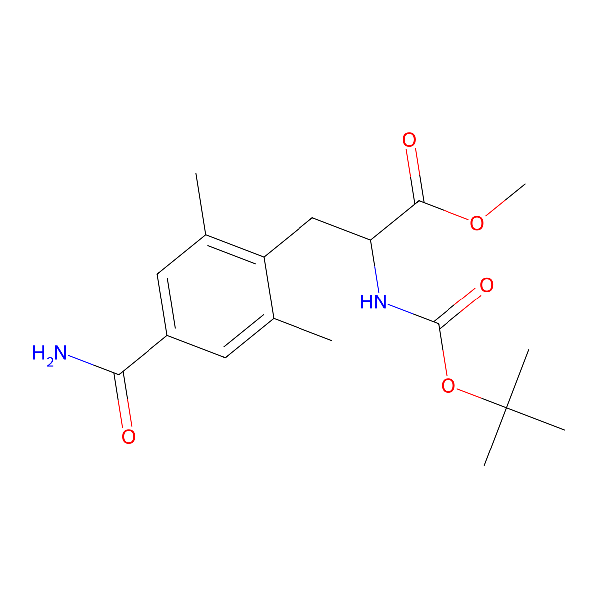(S)-methyl 2-((tert-butoxycarbonyl)amino)-3-(4-carbamoyl-2,6-dimethylphenyl)propanoate molecular structure, CAS 623950-05-0