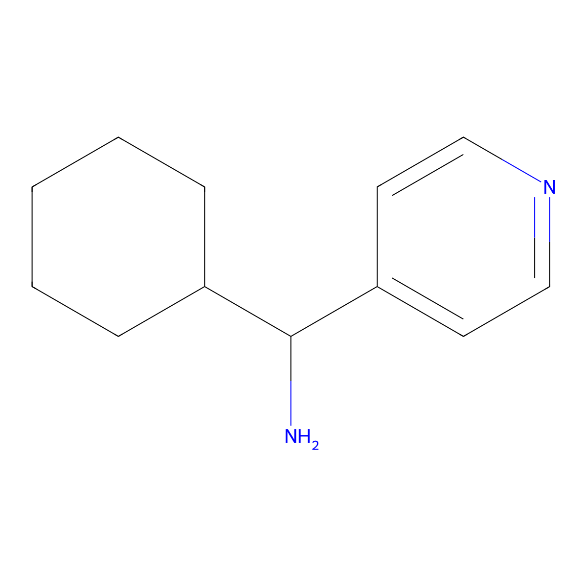 Cyclohexyl(pyridin-4-yl)methanamine molecular structure, CAS 62398-36-1