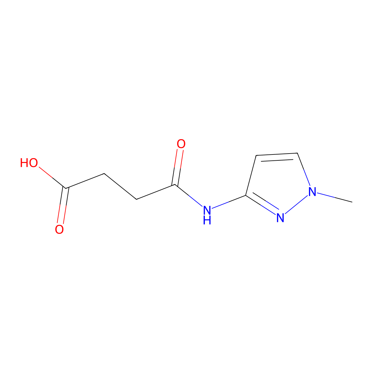 3-((1-methyl-1H-pyrazol-3-yl)carbamoyl)propanoic acid molecular structure, CAS 62399-91-1