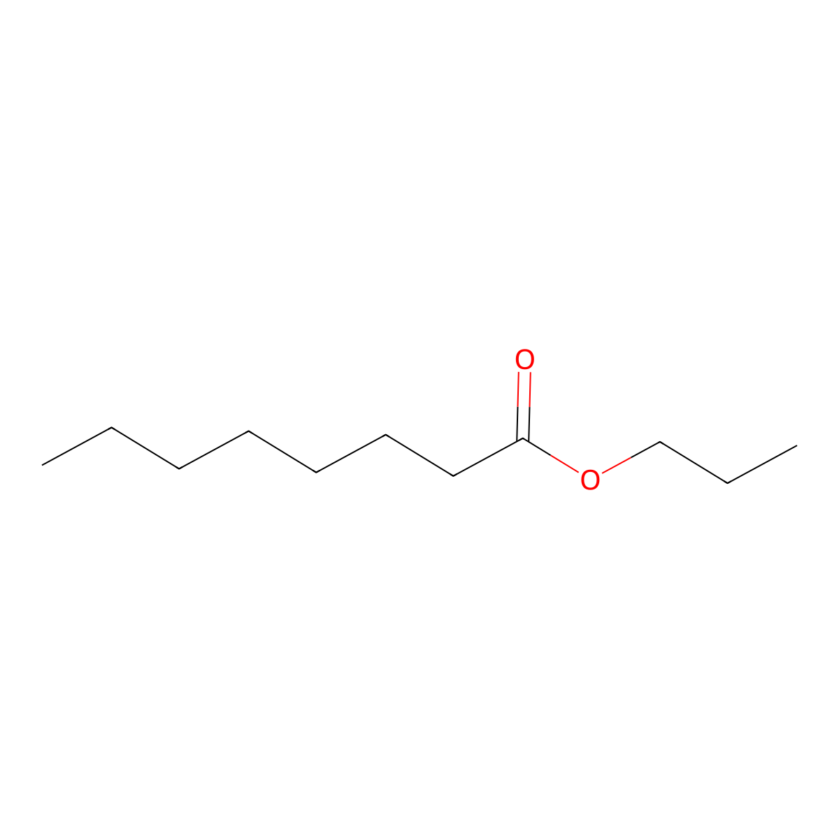 Propyl octanoate molecular structure, CAS 624-13-5