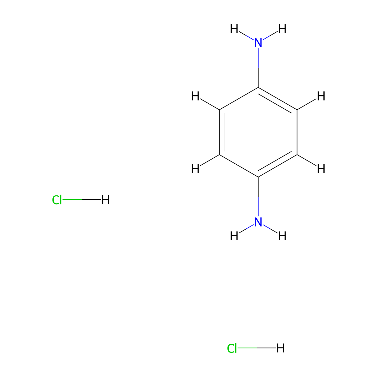 1,4-Diaminobenzene dihydrochloride molecular structure, CAS 624-18-0