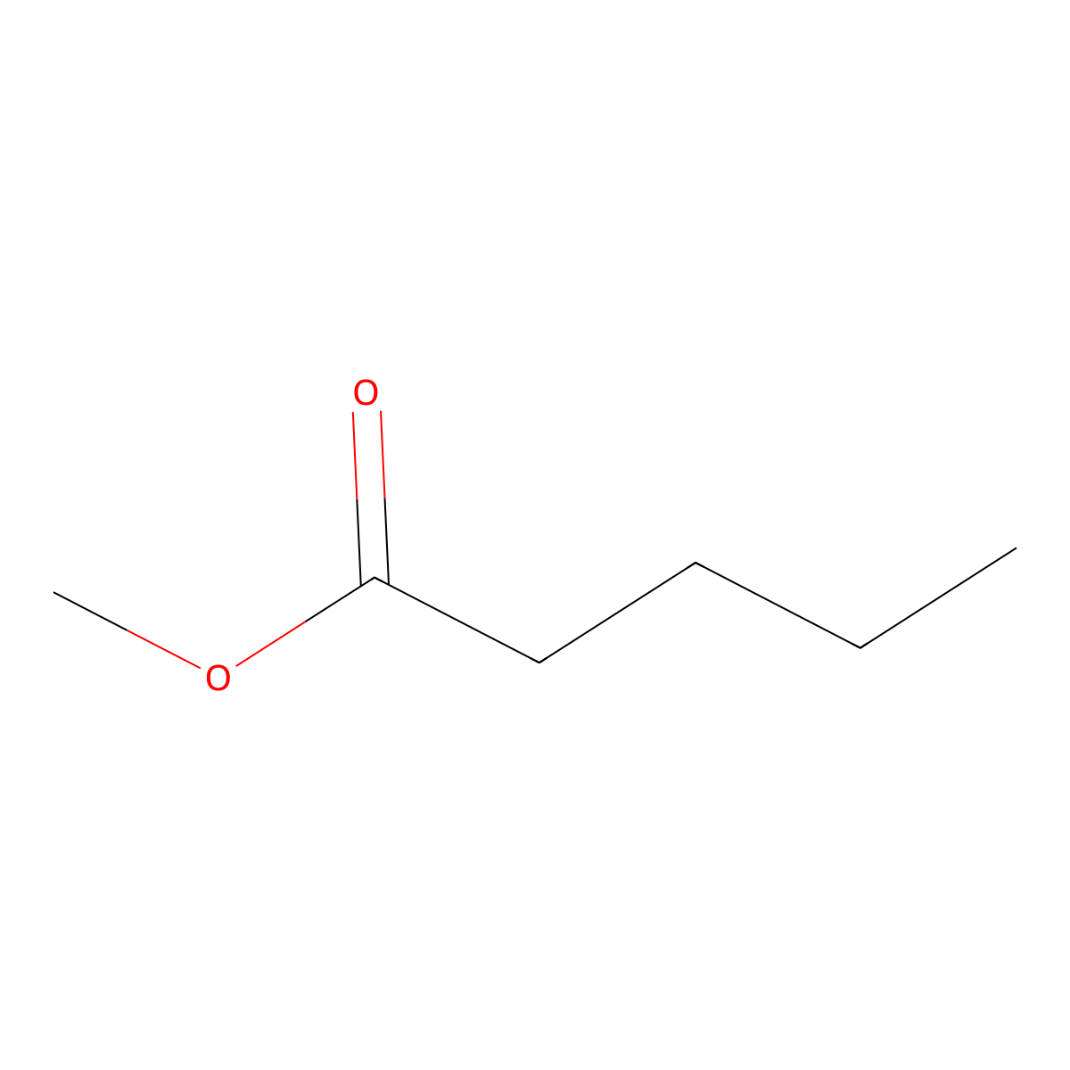 Methyl valerate molecular structure, CAS 624-24-8