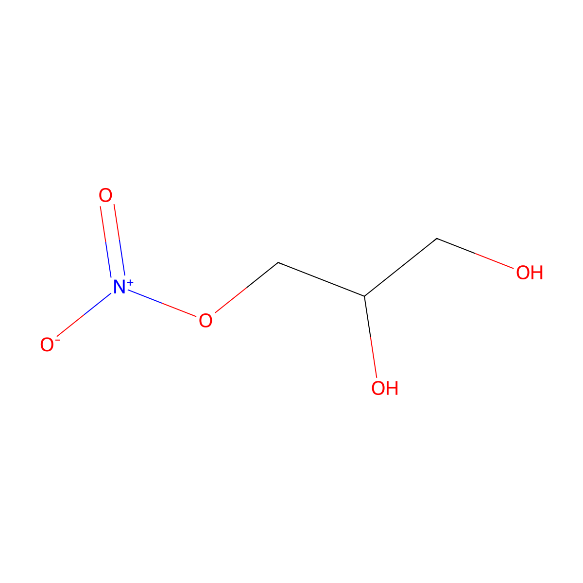 Glycerol 1-mononitrate molecular structure, CAS 624-43-1