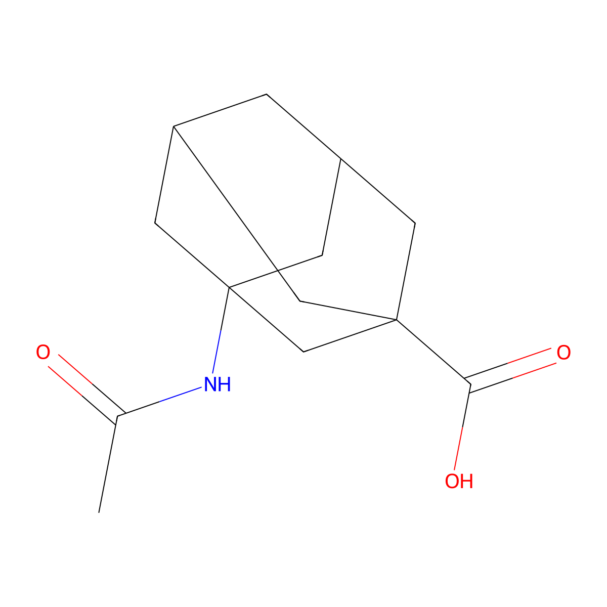 3-Acetylamino-adamantane-1-carboxylic acid molecular structure, CAS 6240-00-2