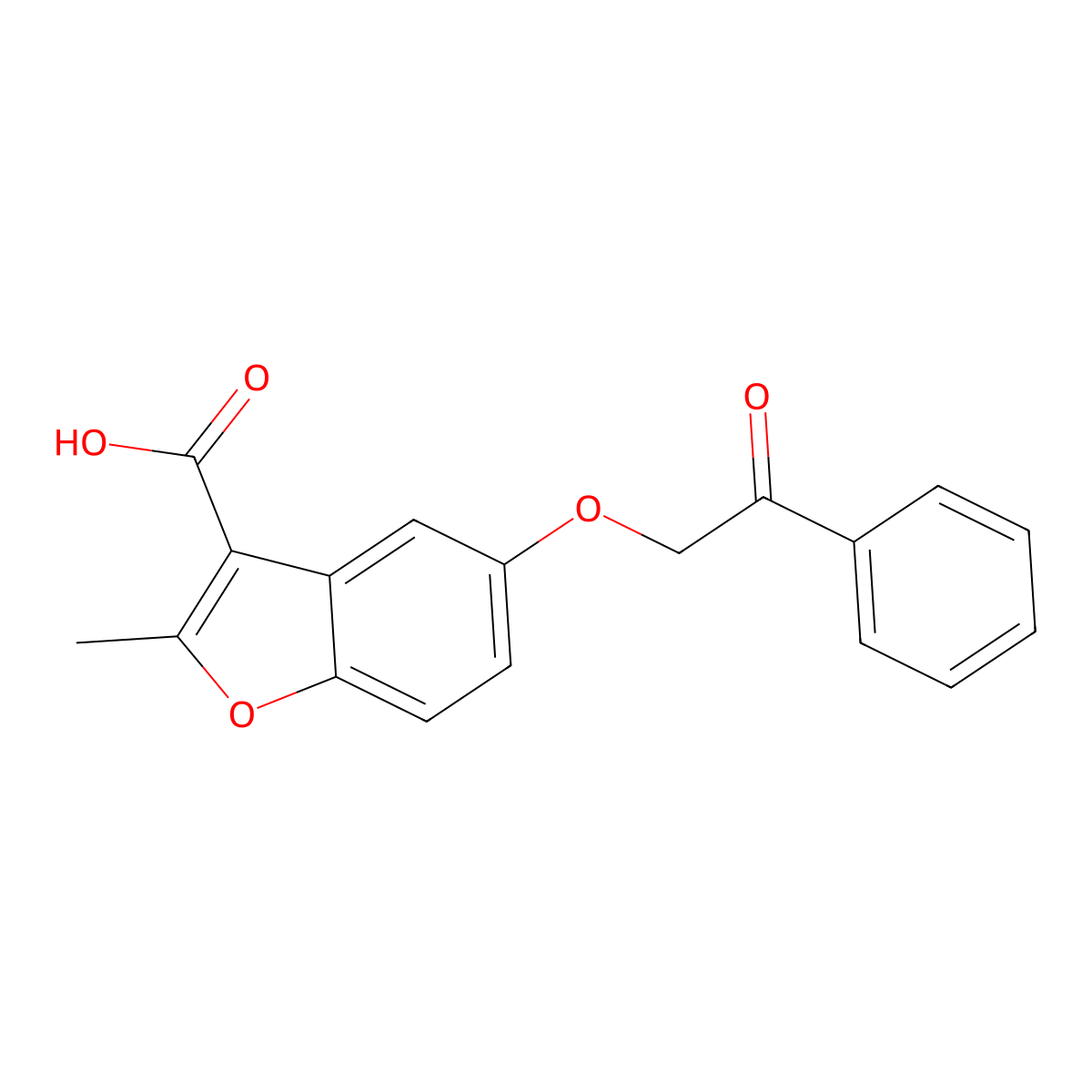 2-Methyl-5-(2-oxo-2-phenylethoxy)-1-benzofuran-3-carboxylic acid molecular structure, CAS 6240-38-6