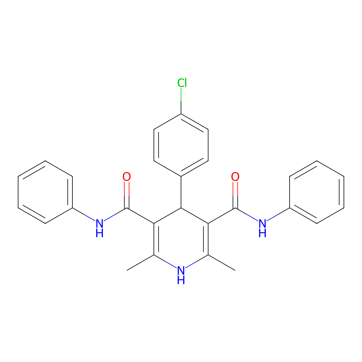 4-(4-chlorophenyl)-2,6-dimethyl-3-N,5-N-diphenyl-1,4-dihydropyridine-3,5-dicarboxamide molecular structure, CAS 6240-77-3