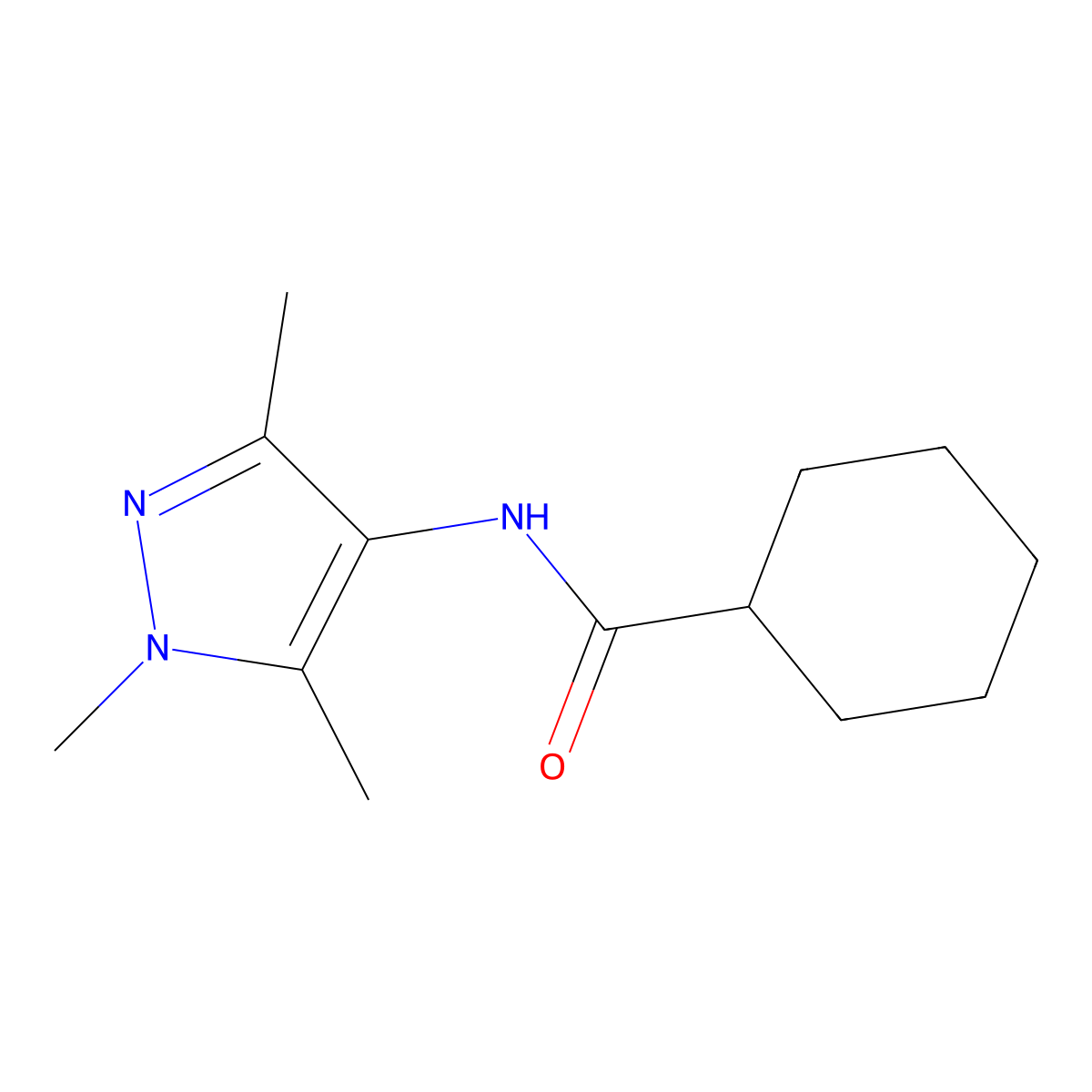 N-(1,3,5-Trimethyl-1H-pyrazol-4-yl)cyclohexanecarboxamide molecular structure, CAS 62400-48-0