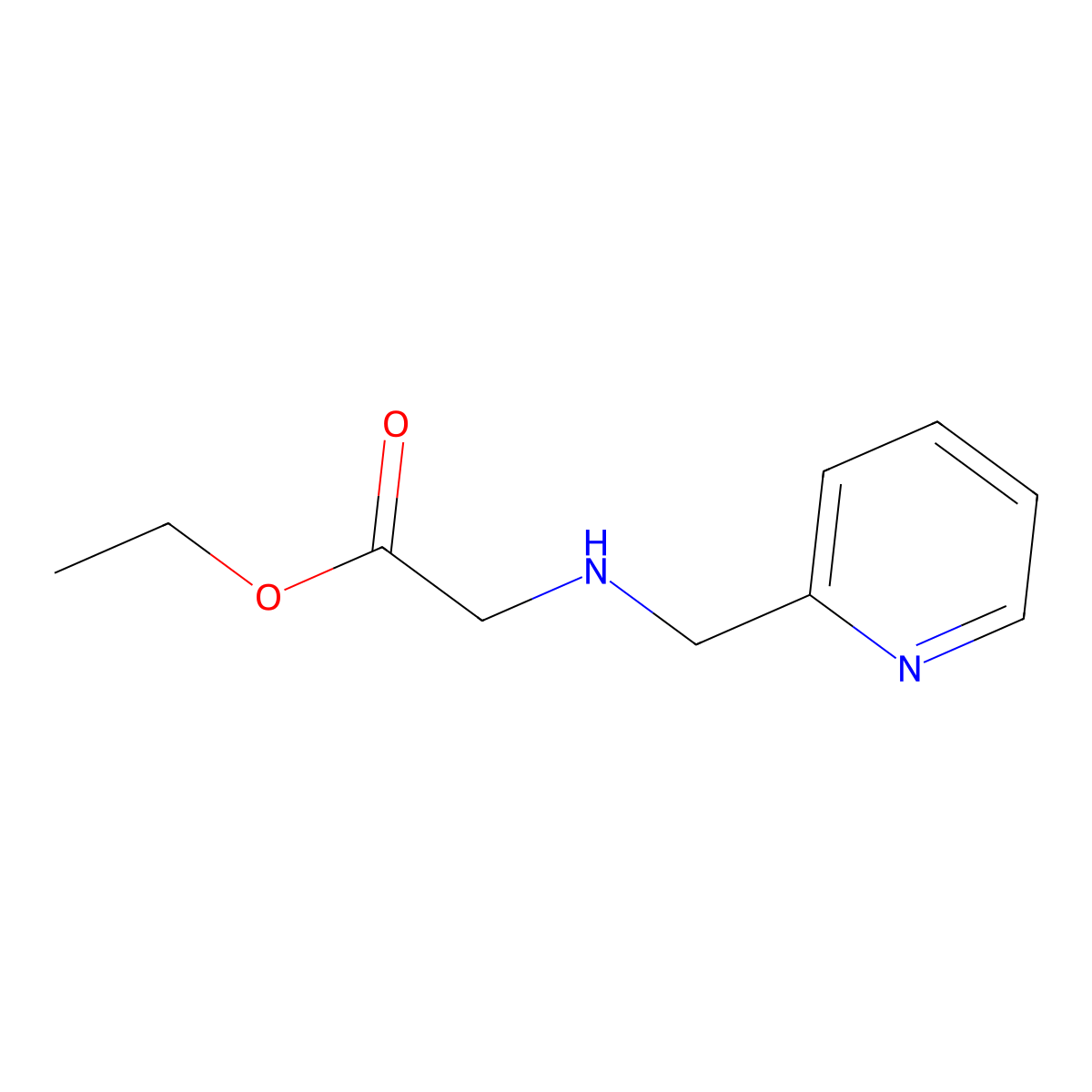 Ethyl N-((pyridin-2-yl)methyl)glycinate molecular structure, CAS 62402-24-8