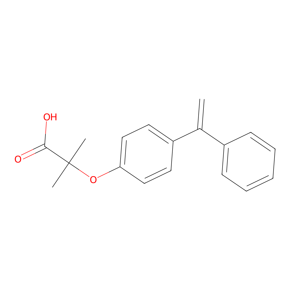 2-Methyl-2-[4-(1-phenylethenyl)phenoxy]propanoic acid molecular structure, CAS 62402-51-1