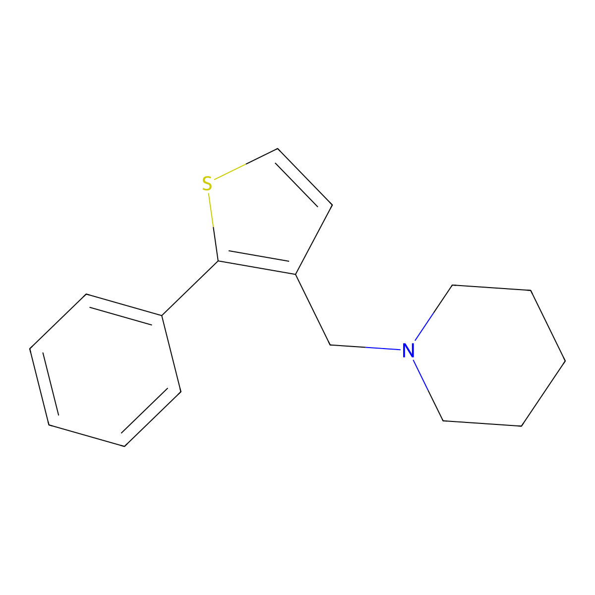 Piperidine, 1-[(2-phenyl-3-thienyl)methyl]- molecular structure, CAS 62403-33-2