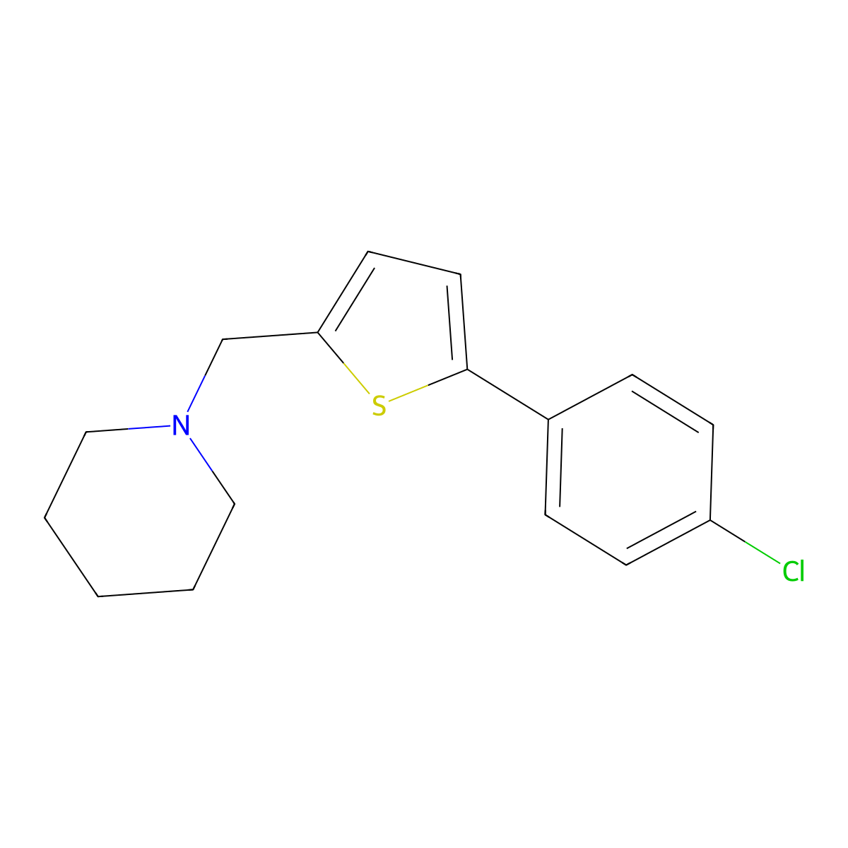 1-{[5-(4-Chlorophenyl)thiophen-2-yl]methyl}piperidine molecular structure, CAS 62403-53-6
