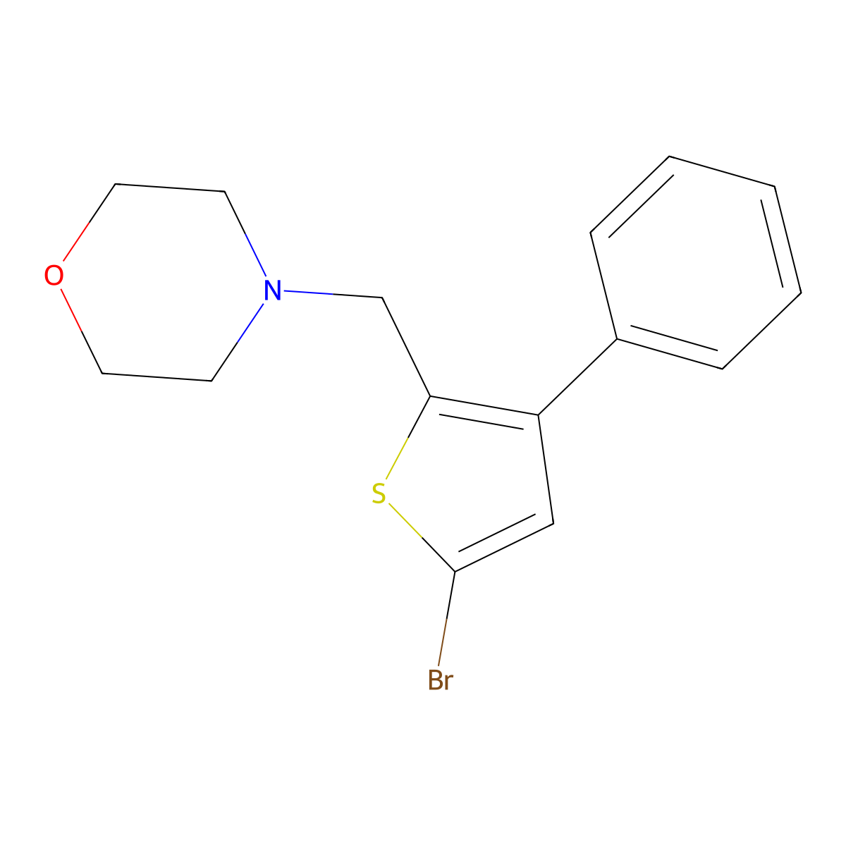 4-[(5-Bromo-3-phenyl-2-thienyl)methyl]morpholine molecular structure, CAS 62403-54-7