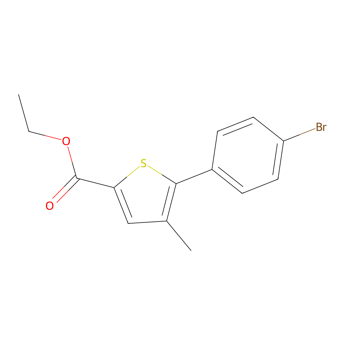 Ethyl 5-(4-bromophenyl)-4-methylthiophene-2-carboxylate molecular structure, CAS 62403-97-8