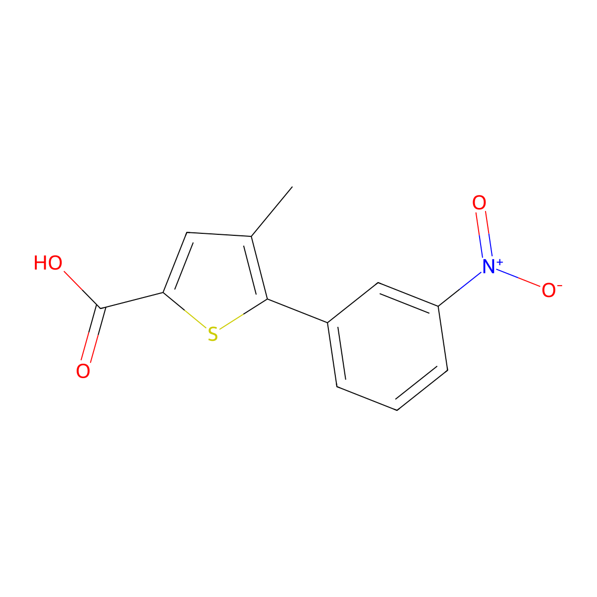 4-Methyl-5-(3-nitrophenyl)thiophene-2-carboxylic acid molecular structure, CAS 62404-06-2