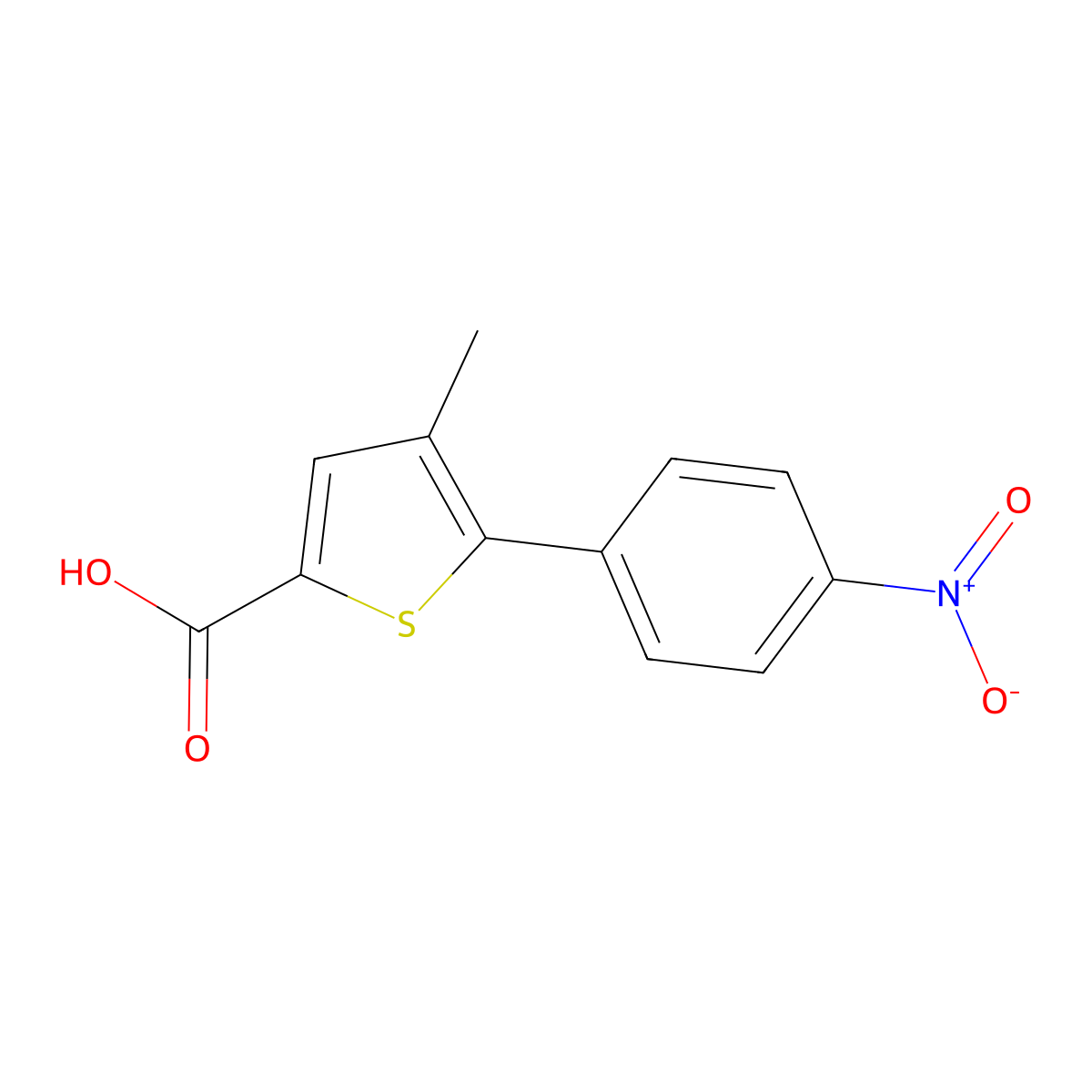 4-Methyl-5-(4-nitrophenyl)thiophene-2-carboxylic acid molecular structure, CAS 62404-07-3