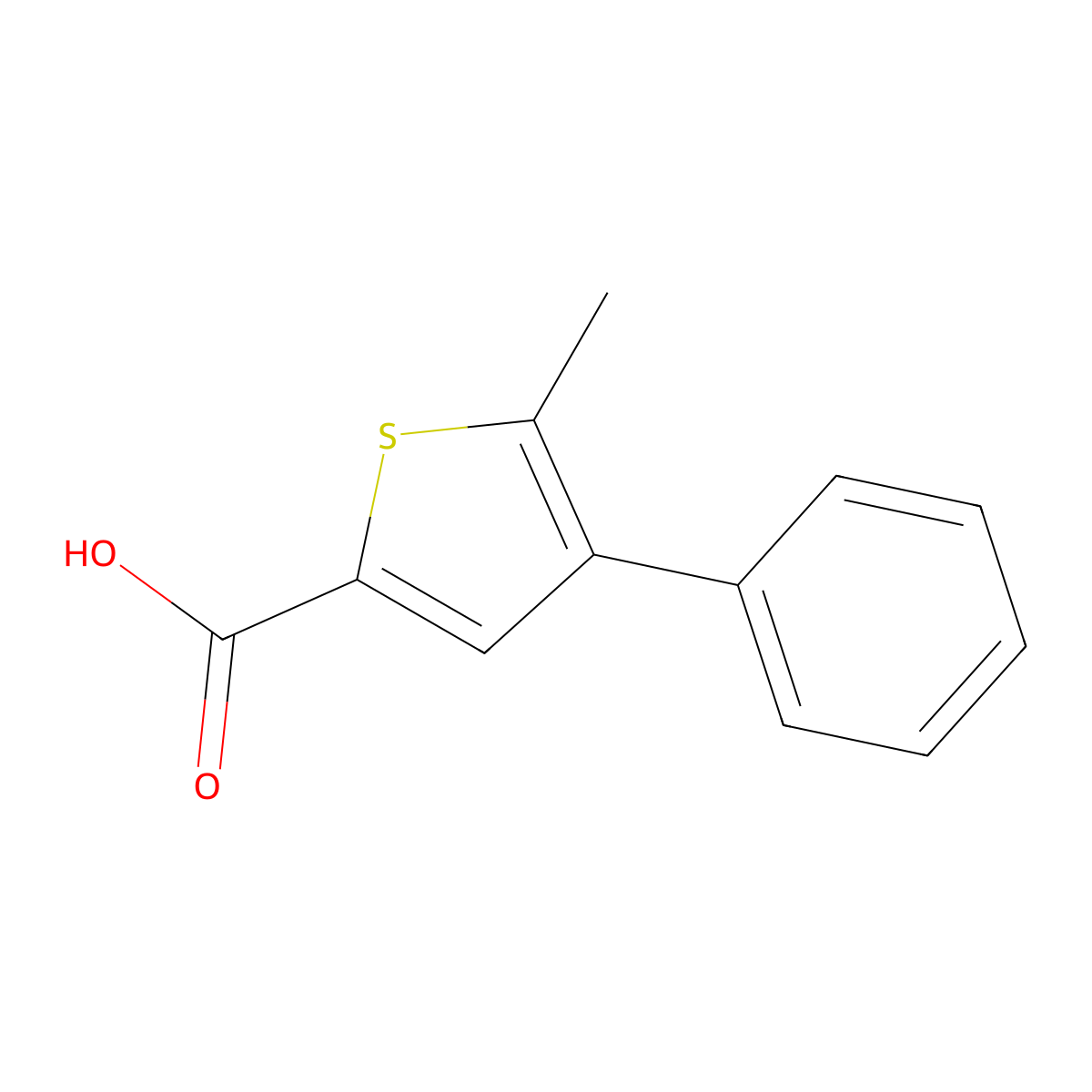 5-Methyl-4-phenylthiophene-2-carboxylic acid molecular structure, CAS 62404-08-4