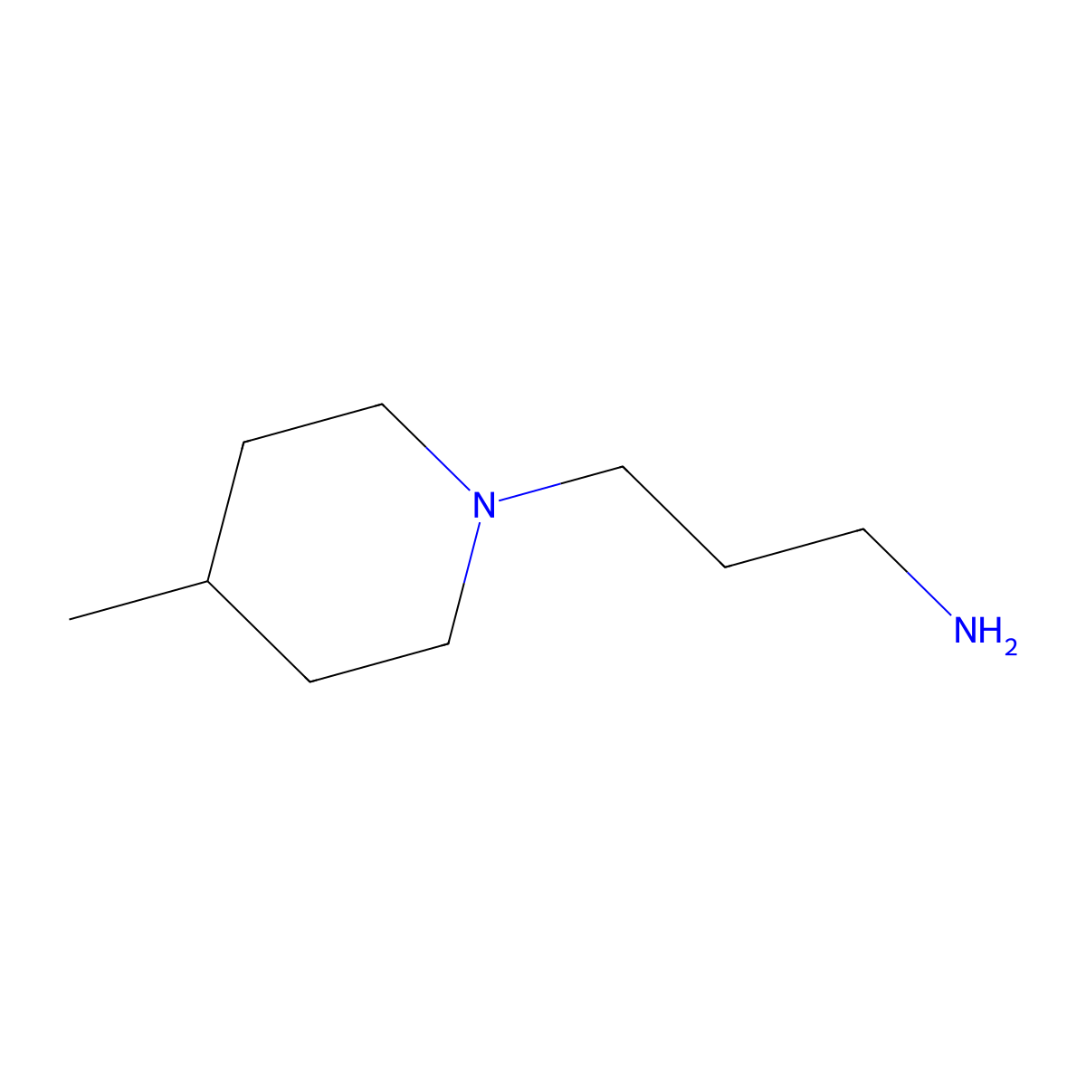 3-(4-Methylpiperidin-1-yl)propan-1-amine molecular structure, CAS 6241-30-1