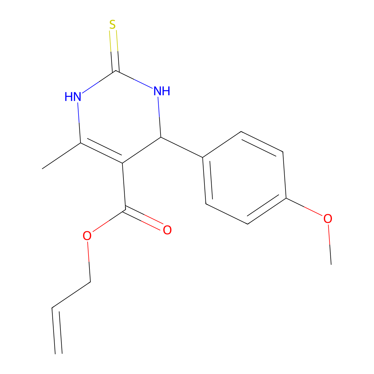 Prop-2-en-1-yl 4-(4-methoxyphenyl)-6-methyl-2-sulfanylidene-1,2,3,4-tetrahydropyrimidine-5-carboxylate molecular structure, CAS 6241-40-3