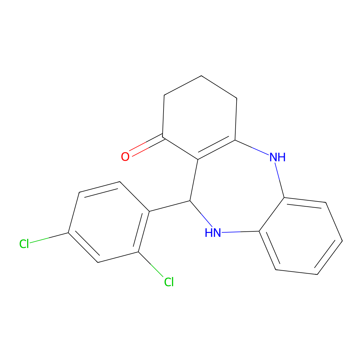 11-(2,4-dichlorophenyl)-2,3,4,5,10,11-hexahydro-1H-dibenzo[b,e][1,4]diazepin-1-one molecular structure, CAS 6241-74-3