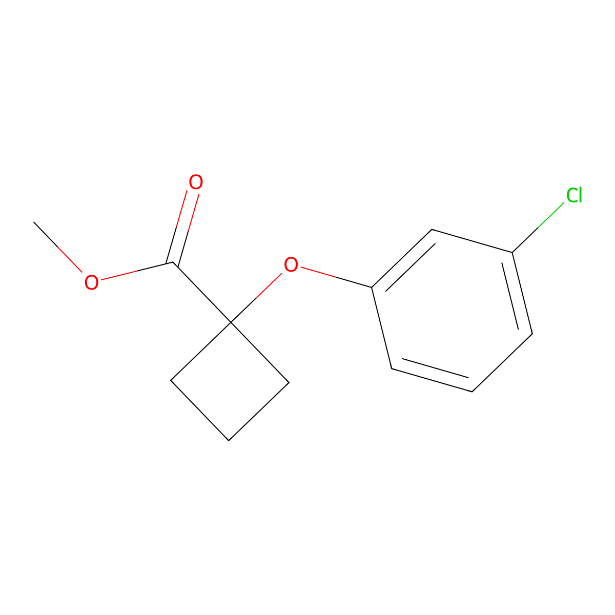 Methyl 1-(3-chlorophenoxy)cyclobutane-1-carboxylate molecular structure, CAS 62410-62-2