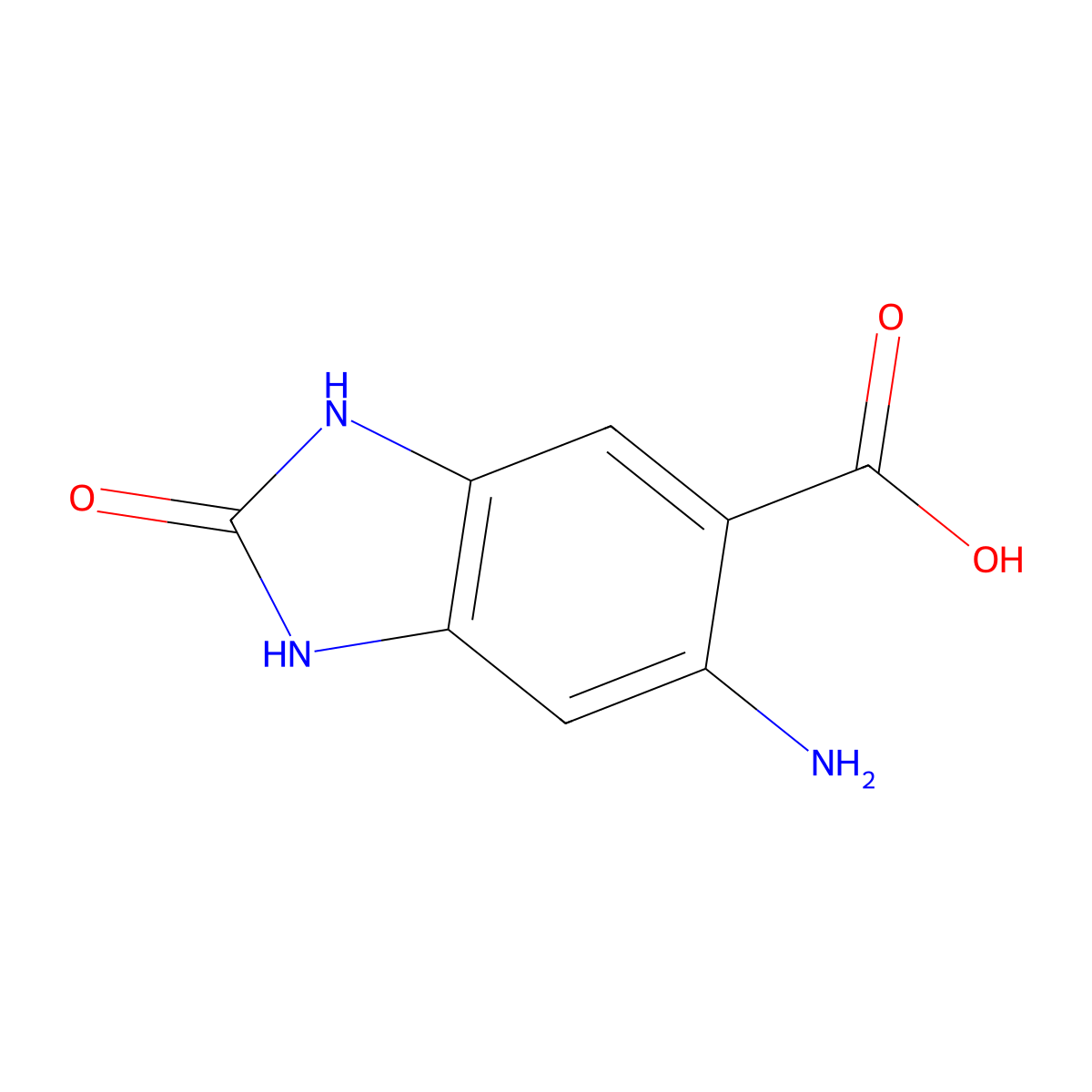 6-amino-2-oxo-2,3-dihydro-1H-1,3-benzodiazole-5-carboxylic acid molecular structure, CAS 62419-32-3